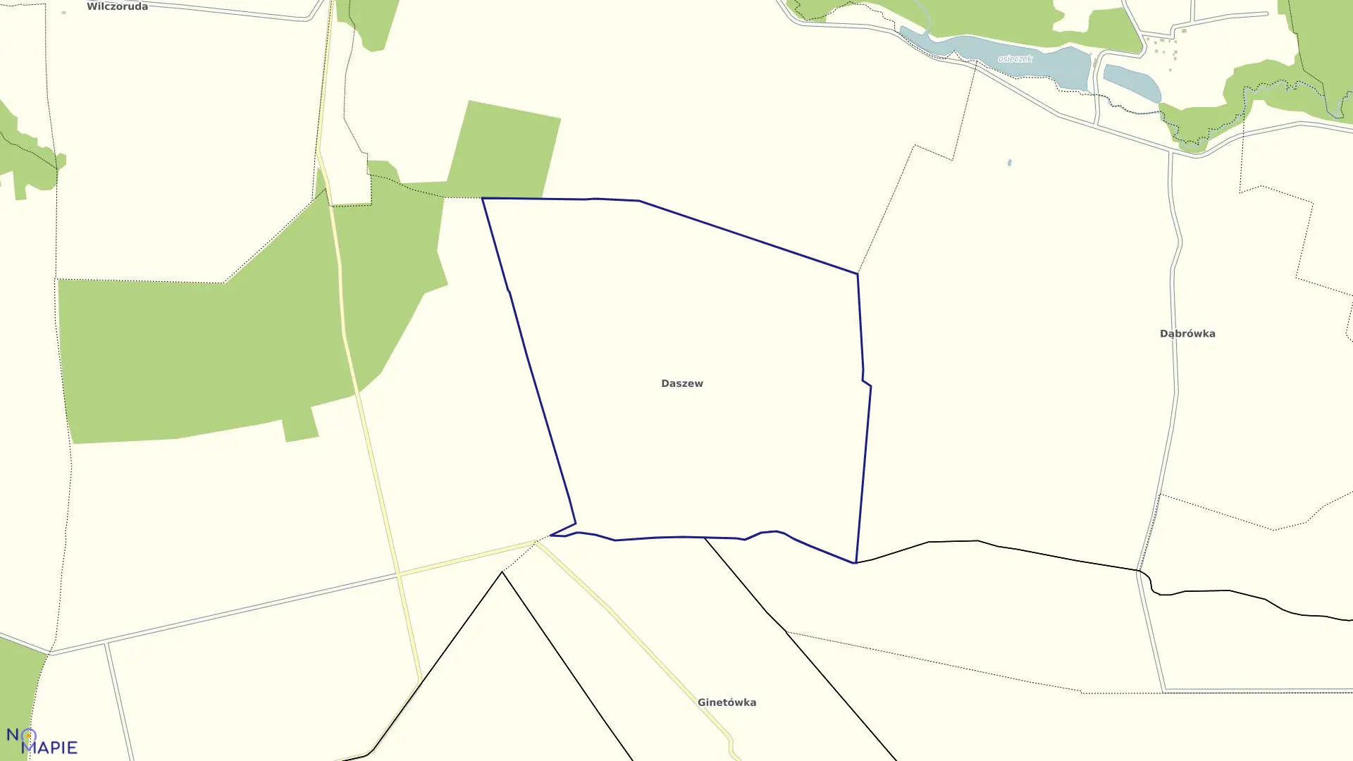 Mapa obrębu DASZEW w gminie Pniewy